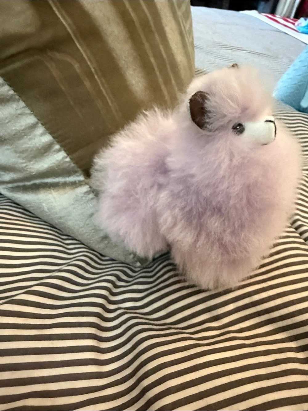 Plush Lavender Alpaca purse charm  - Soft Fluffy - genuine alpaca 🦙 - Keychain